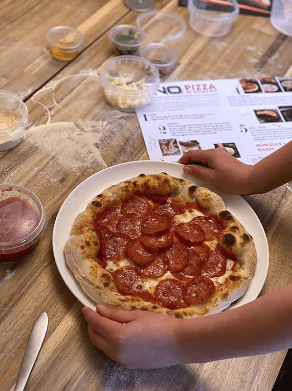 pizza cooked from the pizza kit